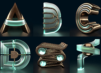Mark Schwindt：充满质感的黄铜和玻璃字体设计