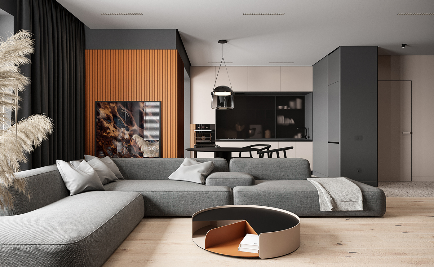 乌克兰Deep orange 70平小户型公寓设计
