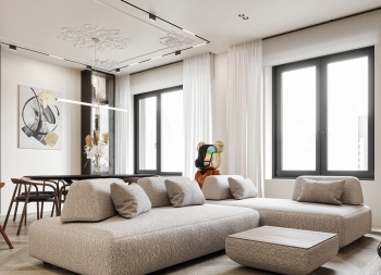 彩色艺术元素! 宁静的灰白色现代家居空间设计