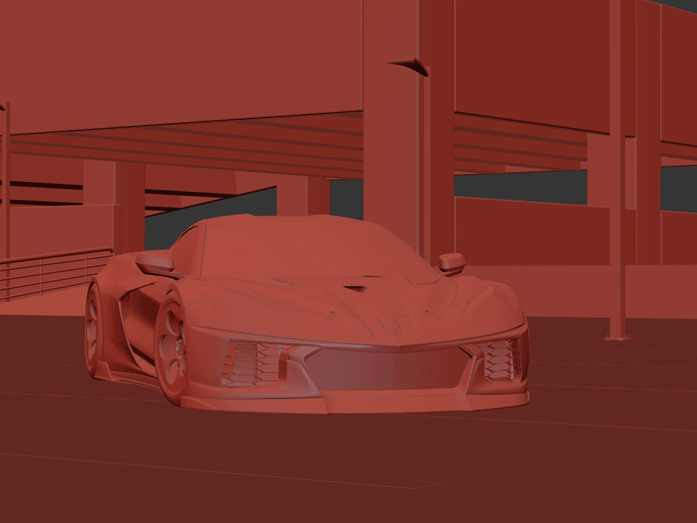 雪佛兰克尔维特C8跑车渲染效果