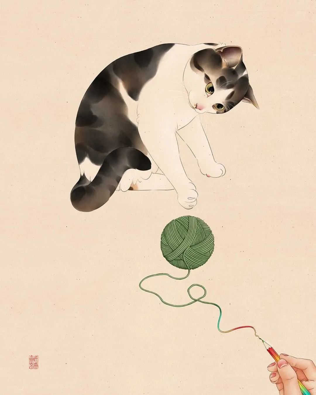 Broccoli东方韵味的可爱猫咪插画作品