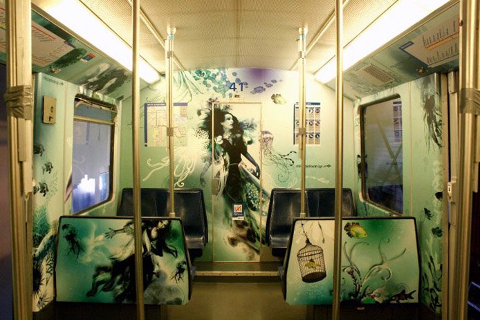阿姆斯特丹地铁车厢创意插画艺术
