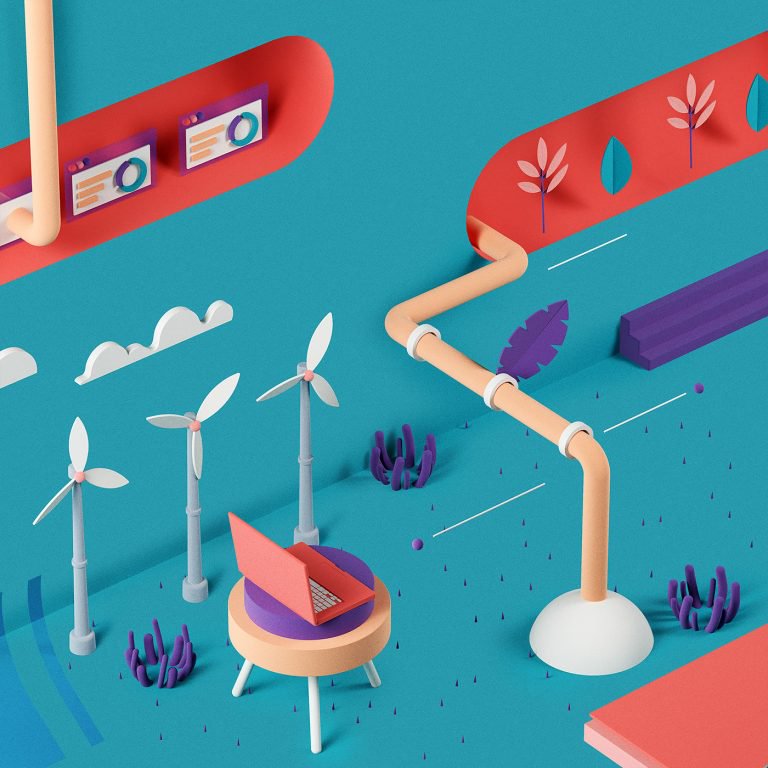 Nuria Madrid能源和环境主题3D插画设计
