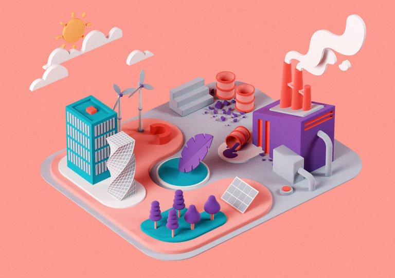 Nuria Madrid能源和环境主题3D插画设计