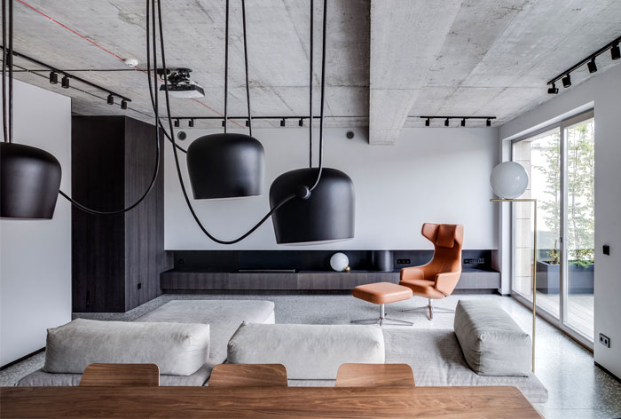 混凝土和时尚水磨石：维尔纽斯现代公寓设计
