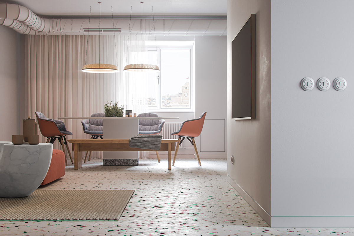 清新的色彩搭配：现代时尚的开放式家居空间设计
