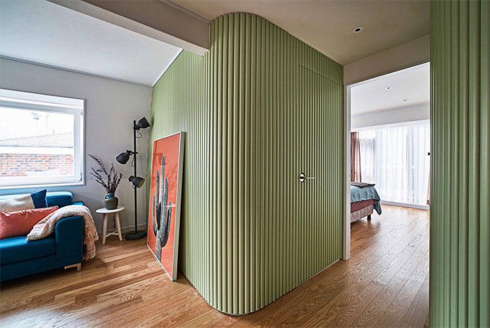 绿色曲面墙：充满活力和生机的韩国现代公寓设计