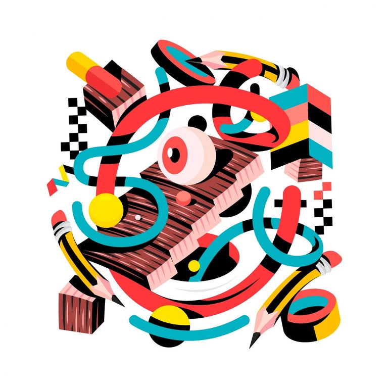 David Oku抽象风格的字母插画设计