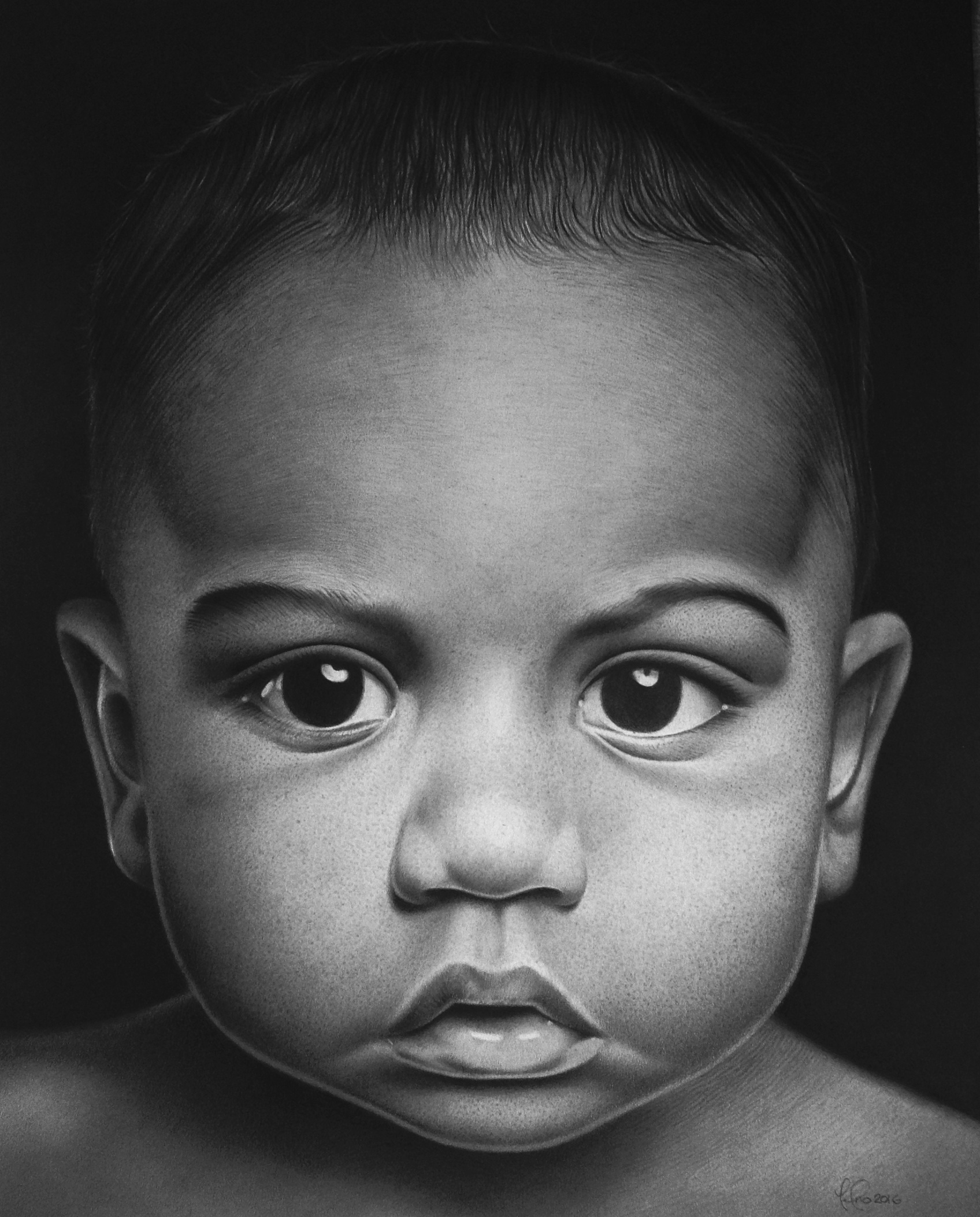 Yves Pedneault超写实风格黑白人物肖像画作品