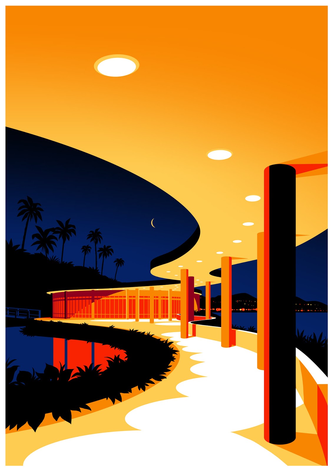 Levente Szabo纪念建筑师Oscar Niemeyer的插画作品