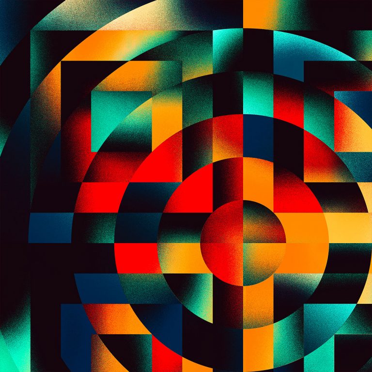 炫丽色彩的几何图形：Pierre Kiandjan抽象图形艺术作品