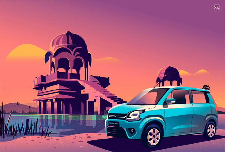 Ranganath Krishnamani：Suzuki汽车插画广告设计
