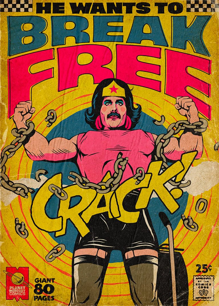 Butcher Billy: 皇后乐队主唱Freddie Mercury为主题创作的插画海报