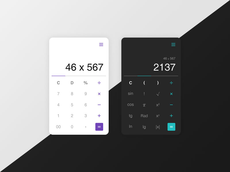 12款计算器UI界面设计