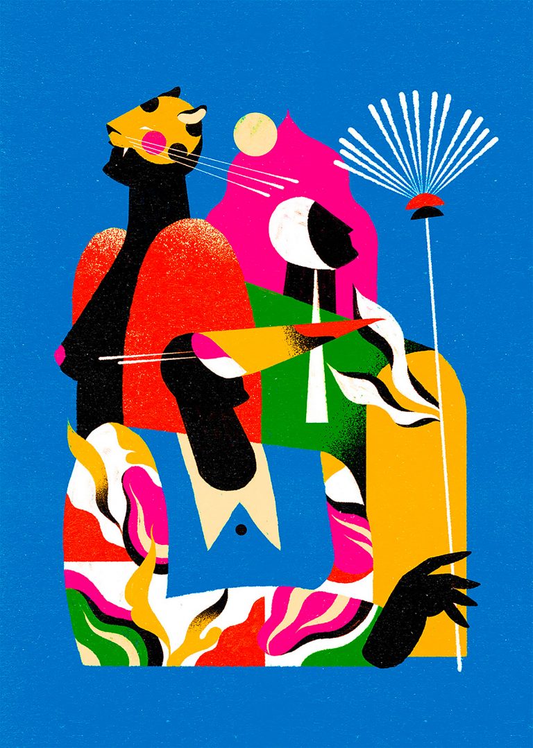丰富的色彩和纹理：Willian Santiago抽象人物插画作品
