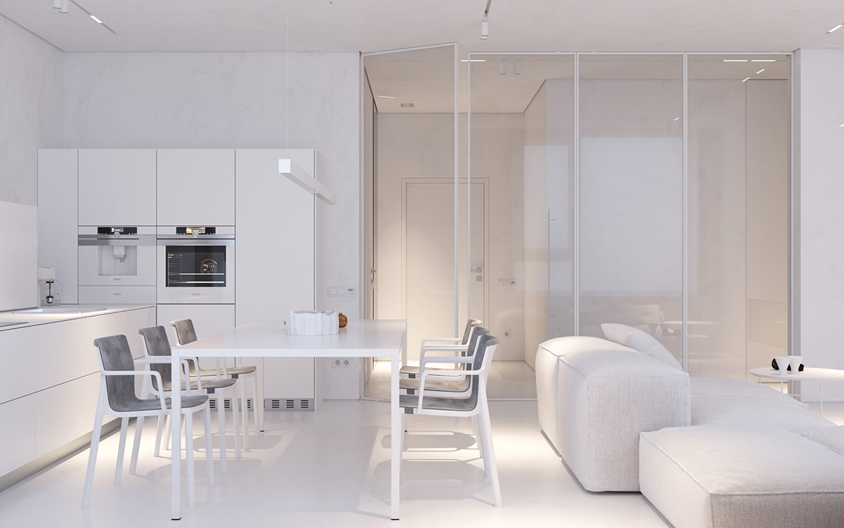 极简主义的纯白公寓空间