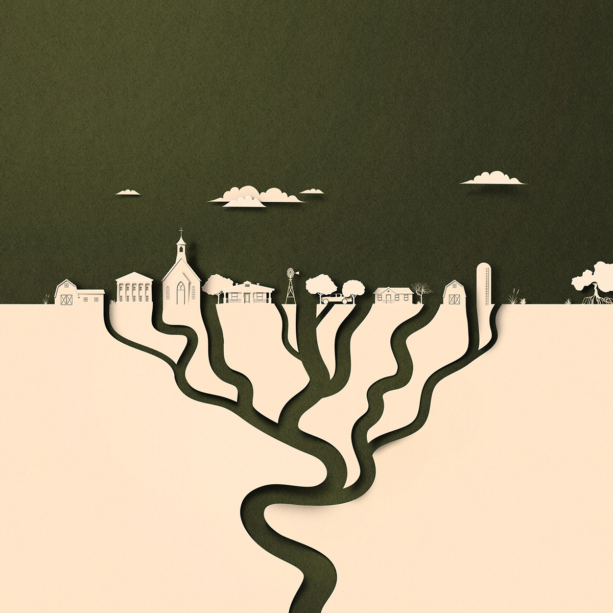 聚焦气候变化主题：Eiko Ojala剪纸风格插画