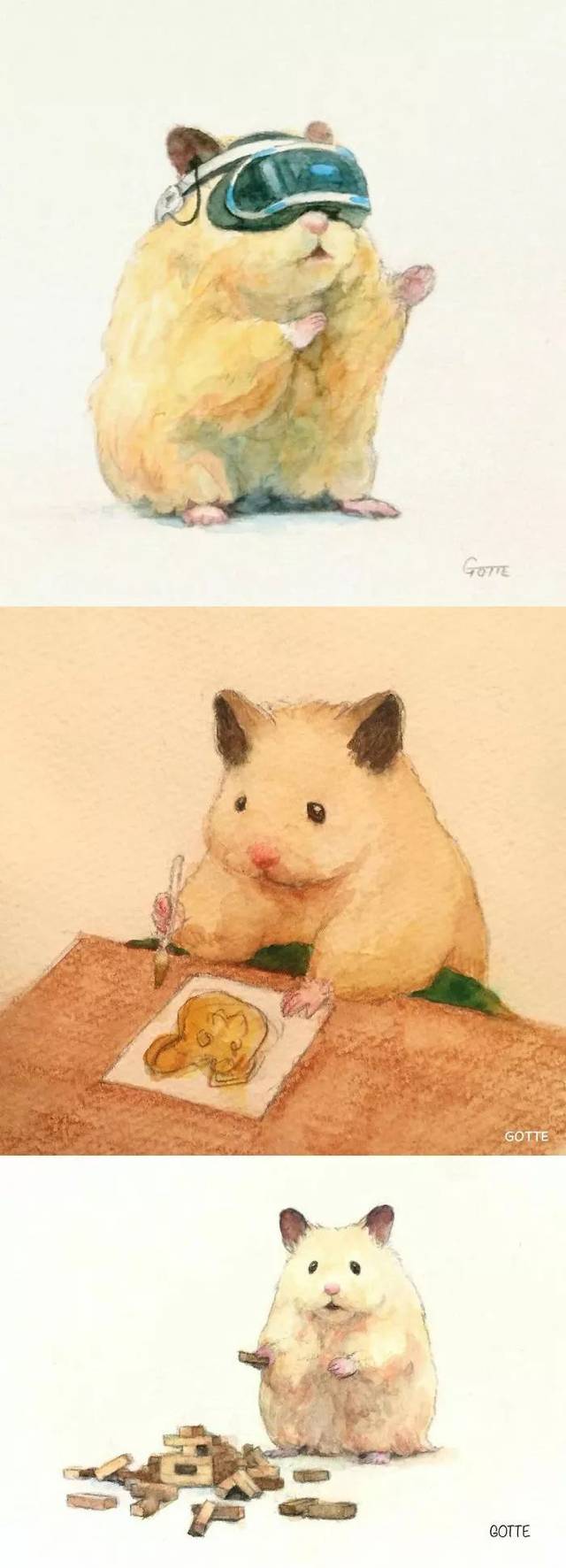 日本插画师Gotte笔下的超萌小仓鼠
