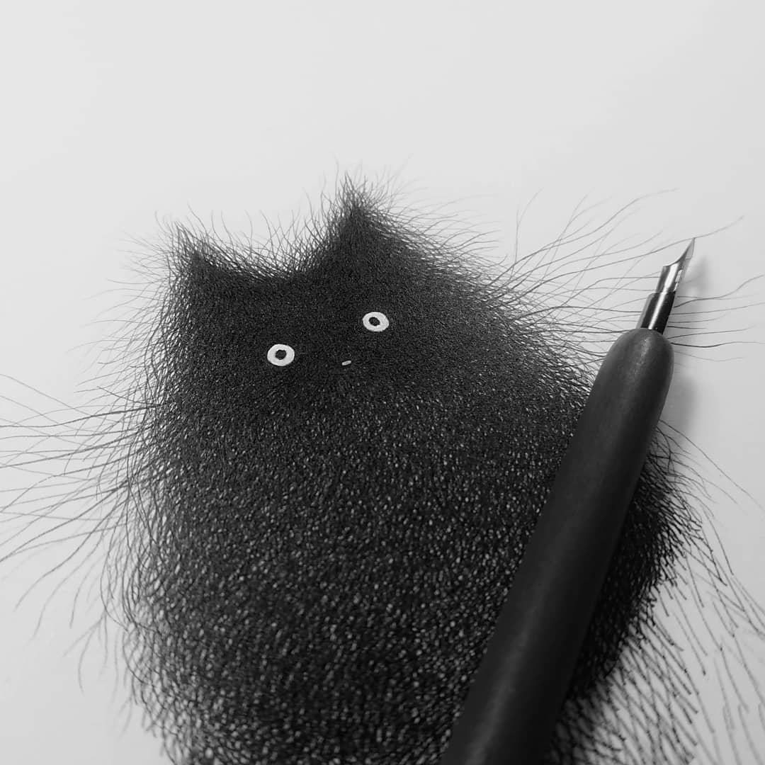无数细线勾画的可爱猫咪：Luis Coelho的可爱插画作品