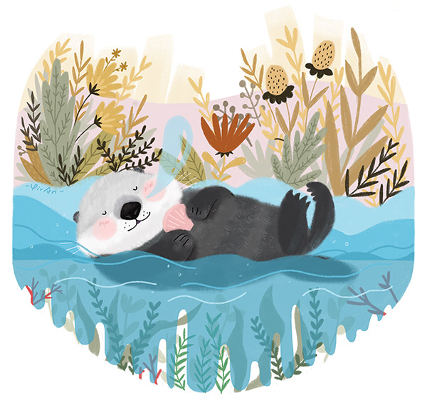 森林中的可爱动物睡觉觉：世界睡眠日主题插画