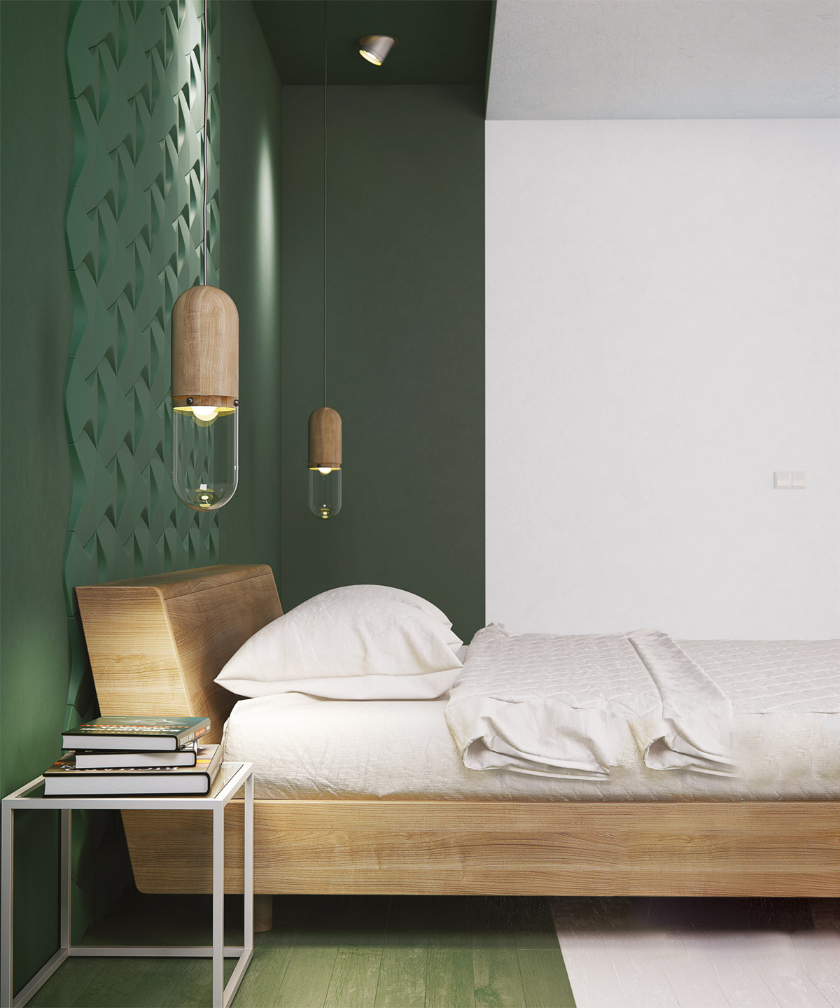 自然,充满活力的绿色卧室设计