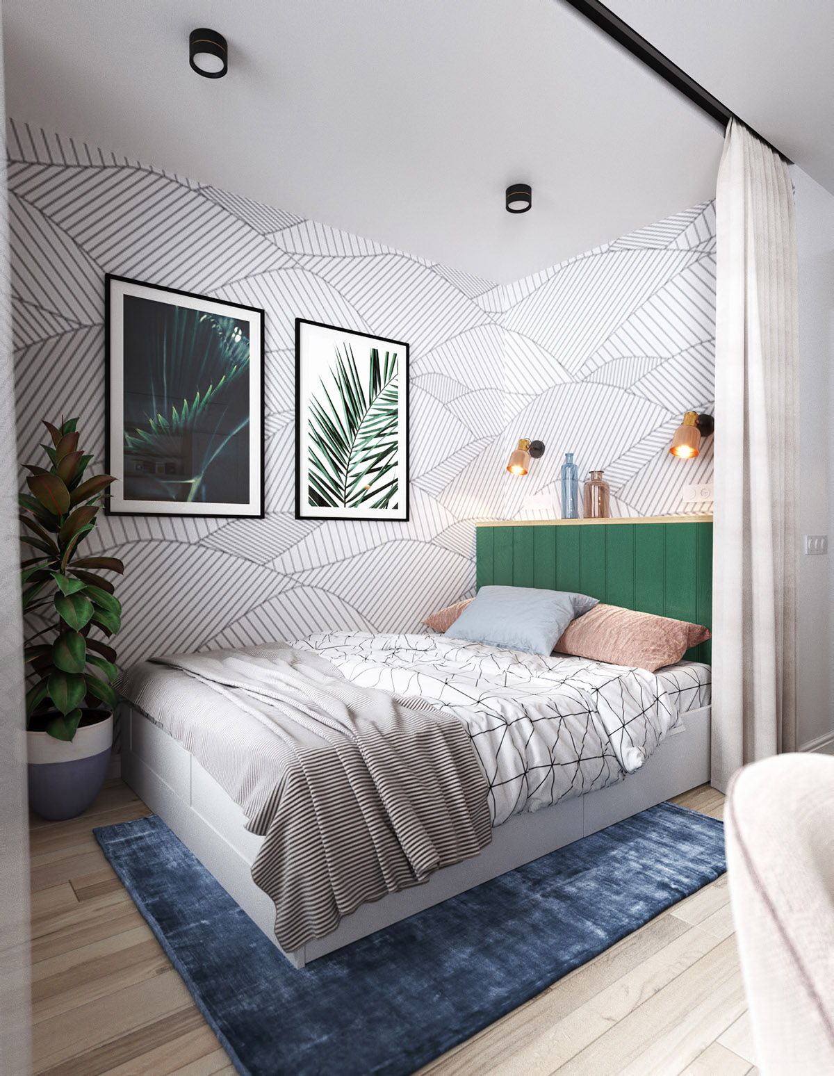 自然,充满活力的绿色卧室设计