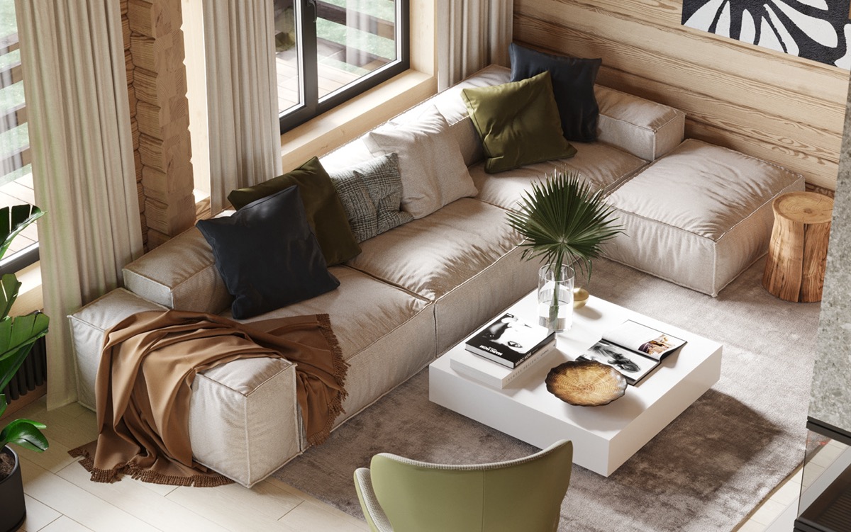 温暖的木板墙营造出215平舒适的住宅空间