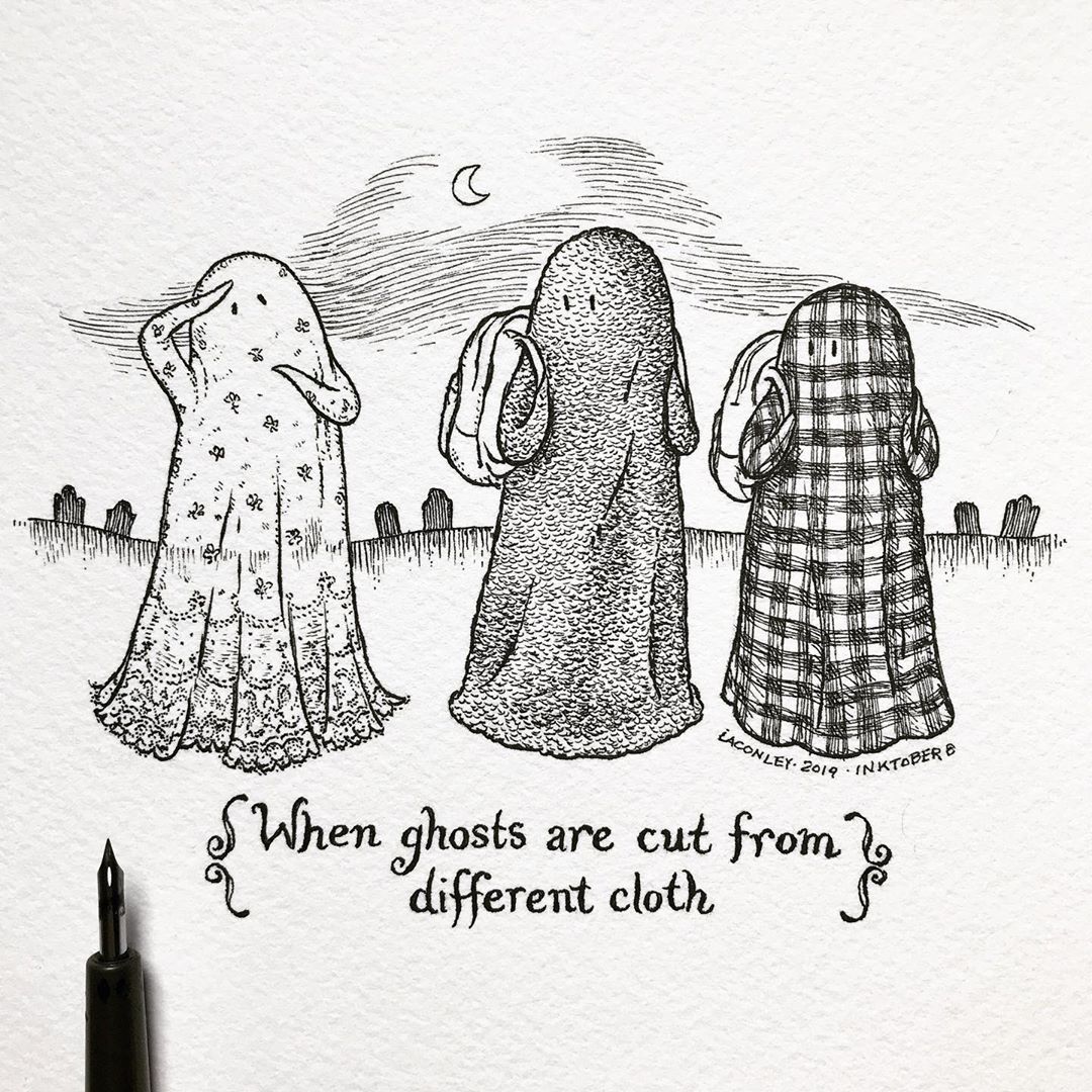 Laurie Conley可爱的幽灵骷髅钢笔画