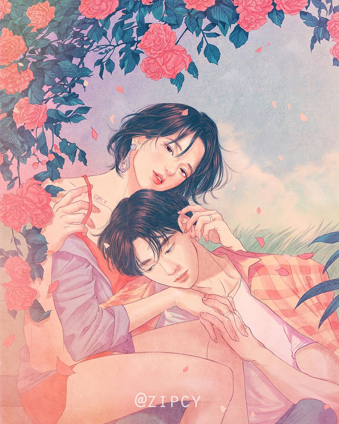 韩国插画家Zipcy心动撩人的情侣插画