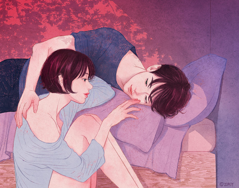 韩国插画家Zipcy心动撩人的情侣插画