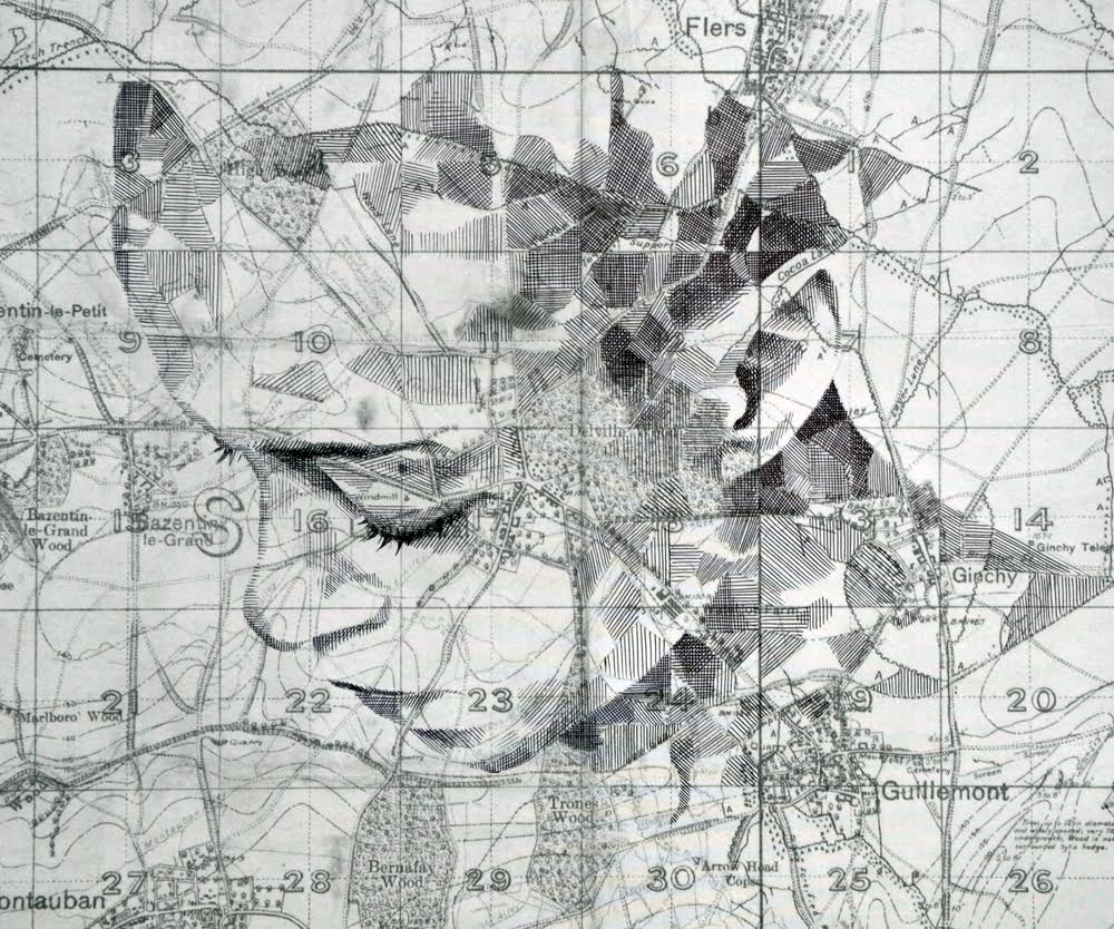 Ed Fairburn隐藏在地图上的肖像插画