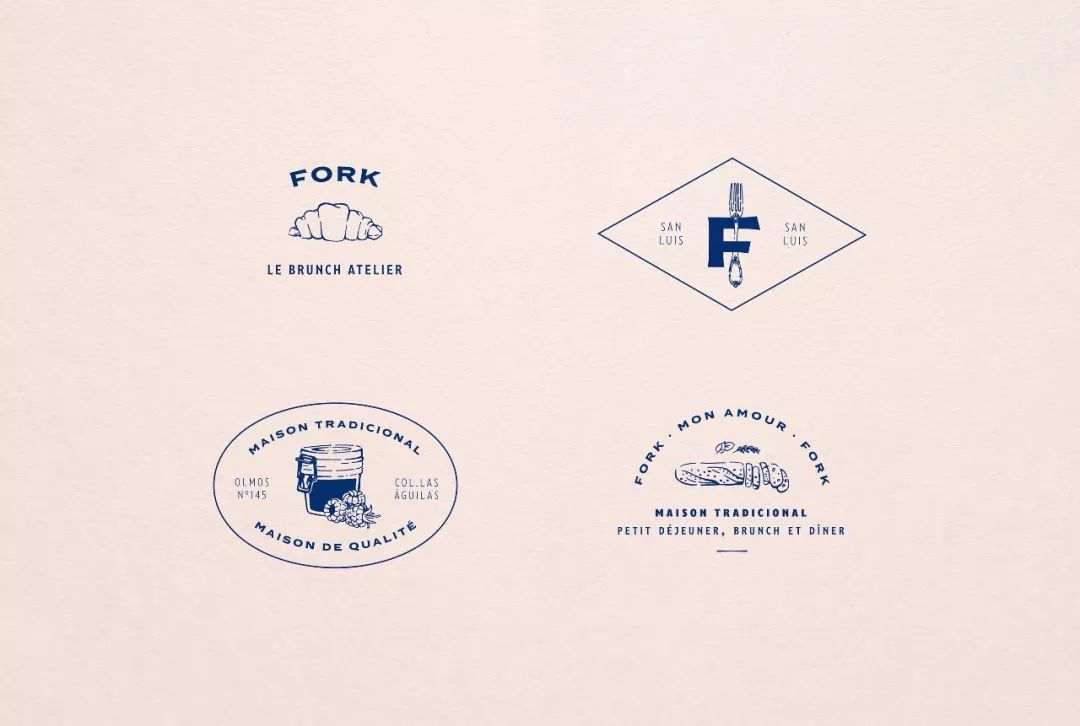 优雅质感的蓝 Fork餐厅品牌视觉设计