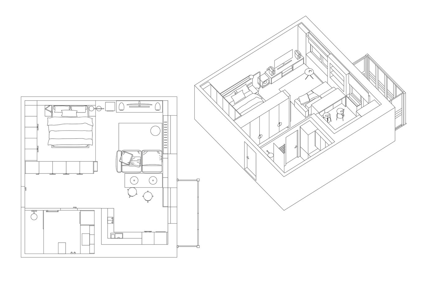 极简北欧 精致舒适的单身公寓设计