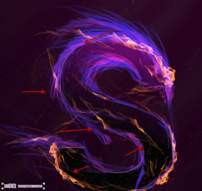 PS制作梦幻紫色火焰文字特效
