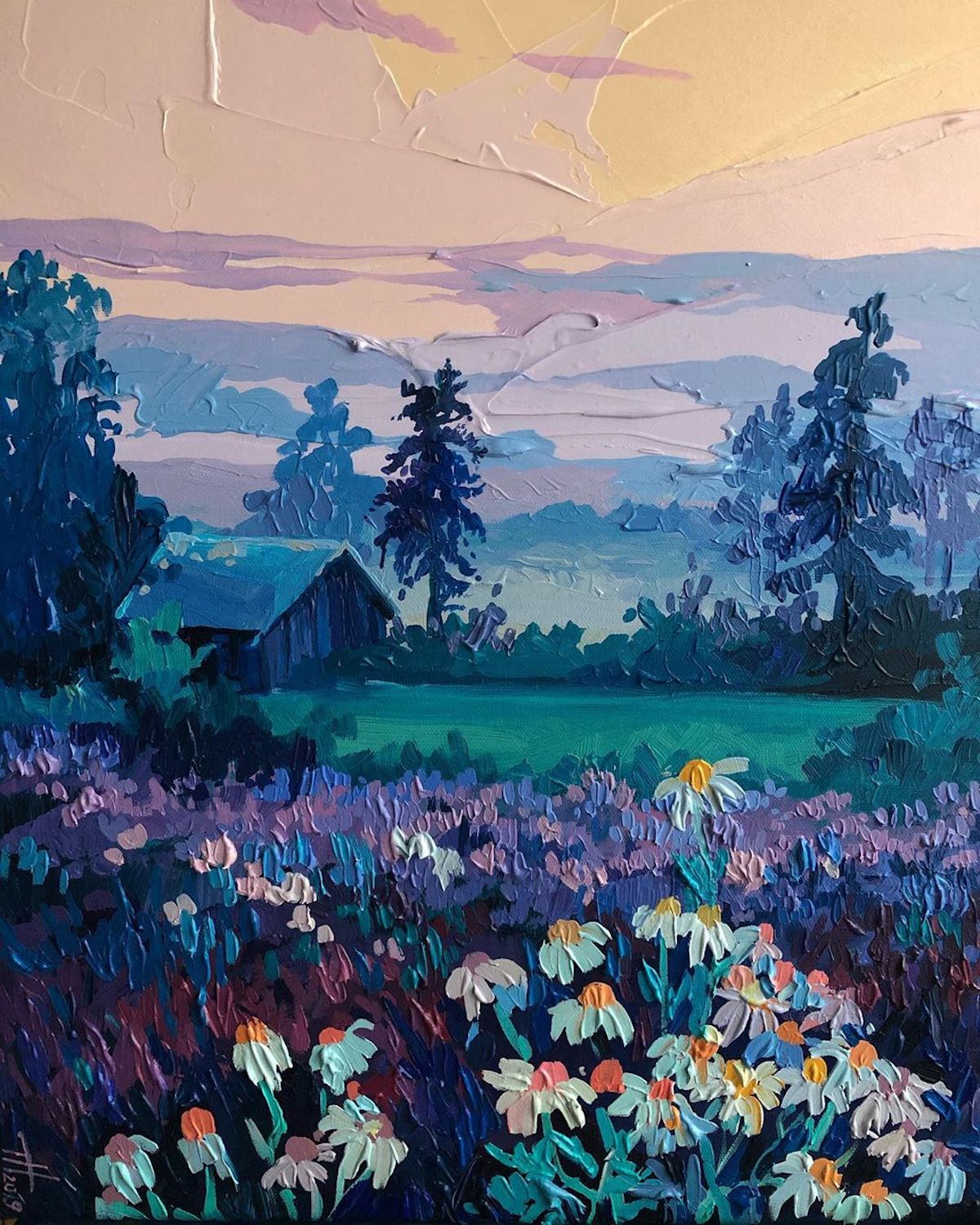 迷人的色彩和纹理 Anastasia Trusova乡村和森林油画作品