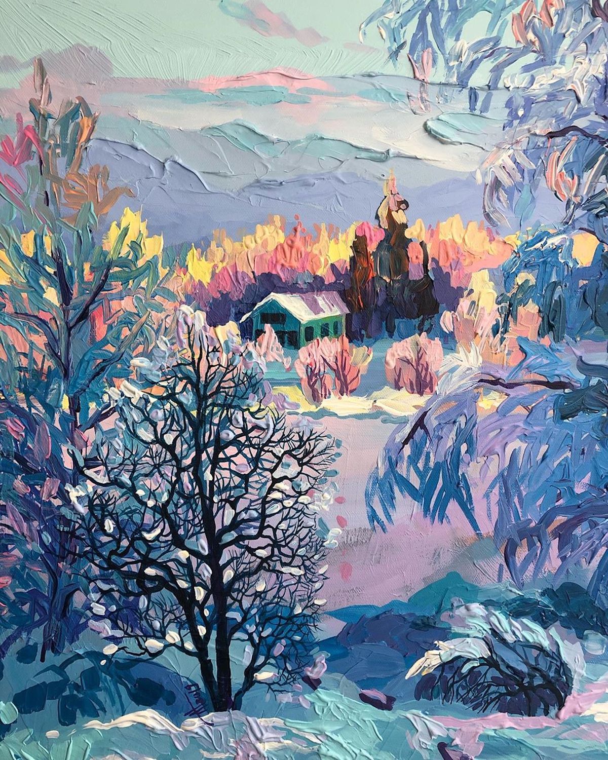 迷人的色彩和纹理 Anastasia Trusova乡村和森林油画作品