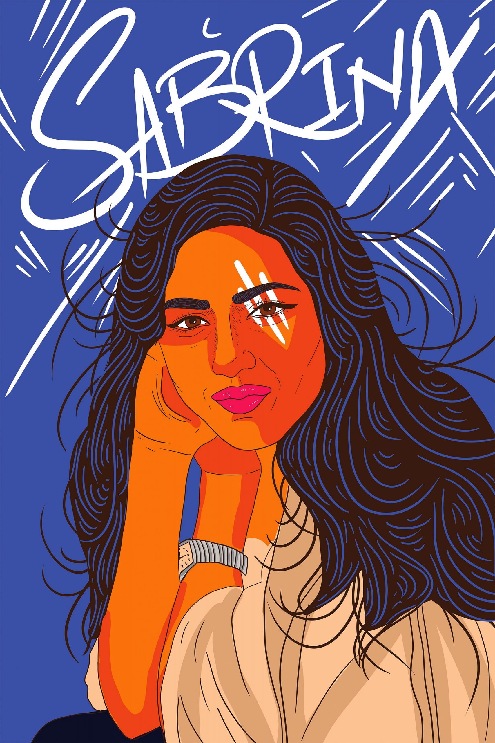 巴基斯坦艺术家Amara Sikander女性人物肖像插画
