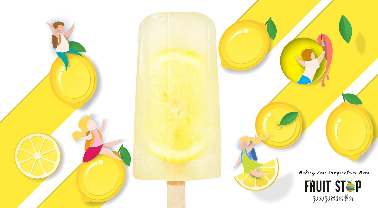 清新口味的Fruit Stop冰棒包装设计