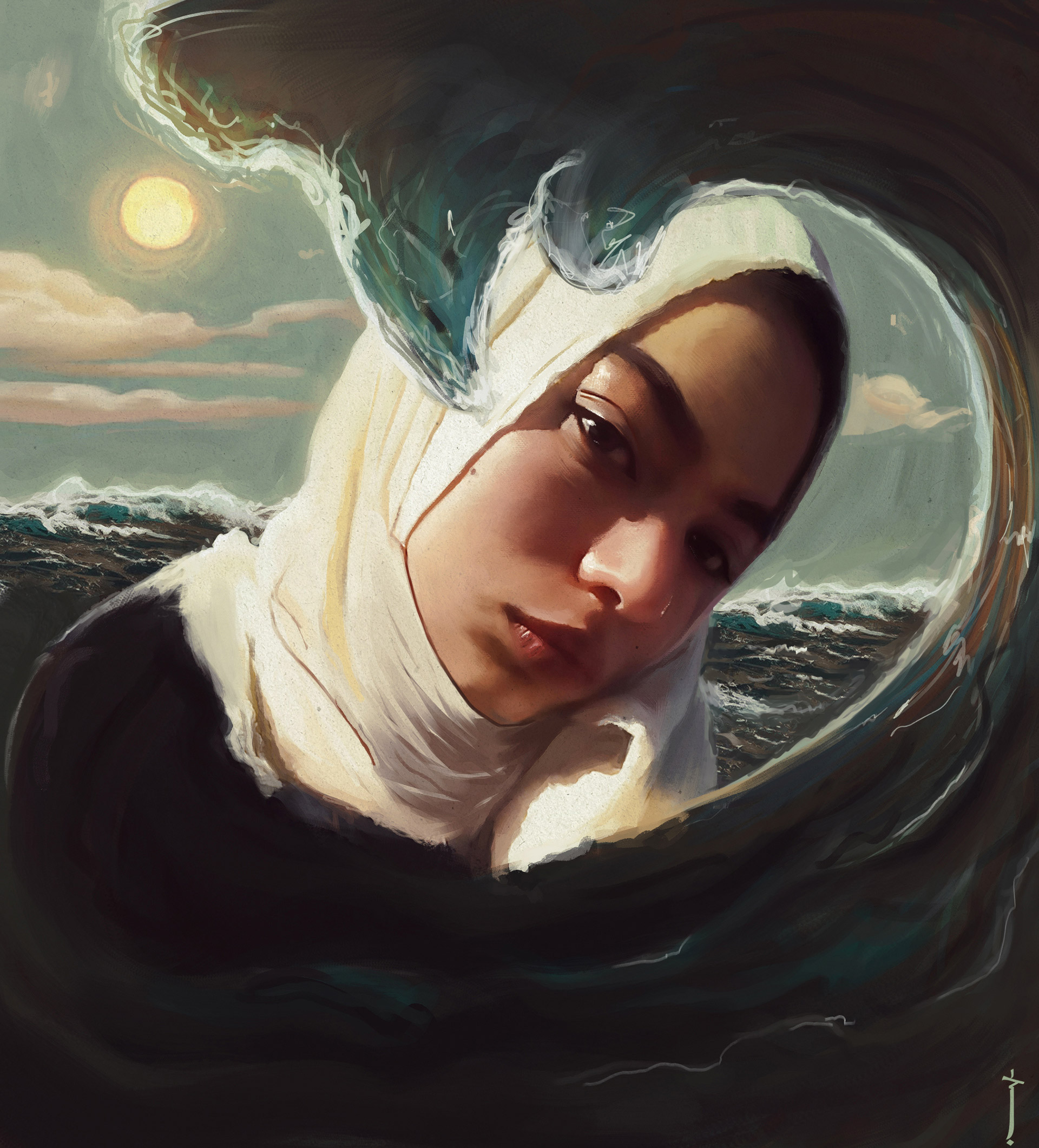 埃及Sief Hamza漂亮的女性肖像插画作品