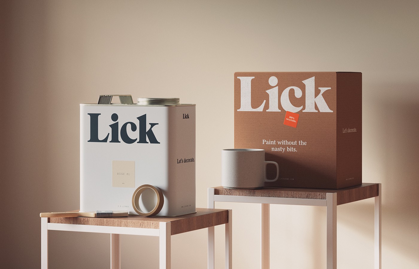 柔和的配色！涂料品牌Lick Home视觉形象设计