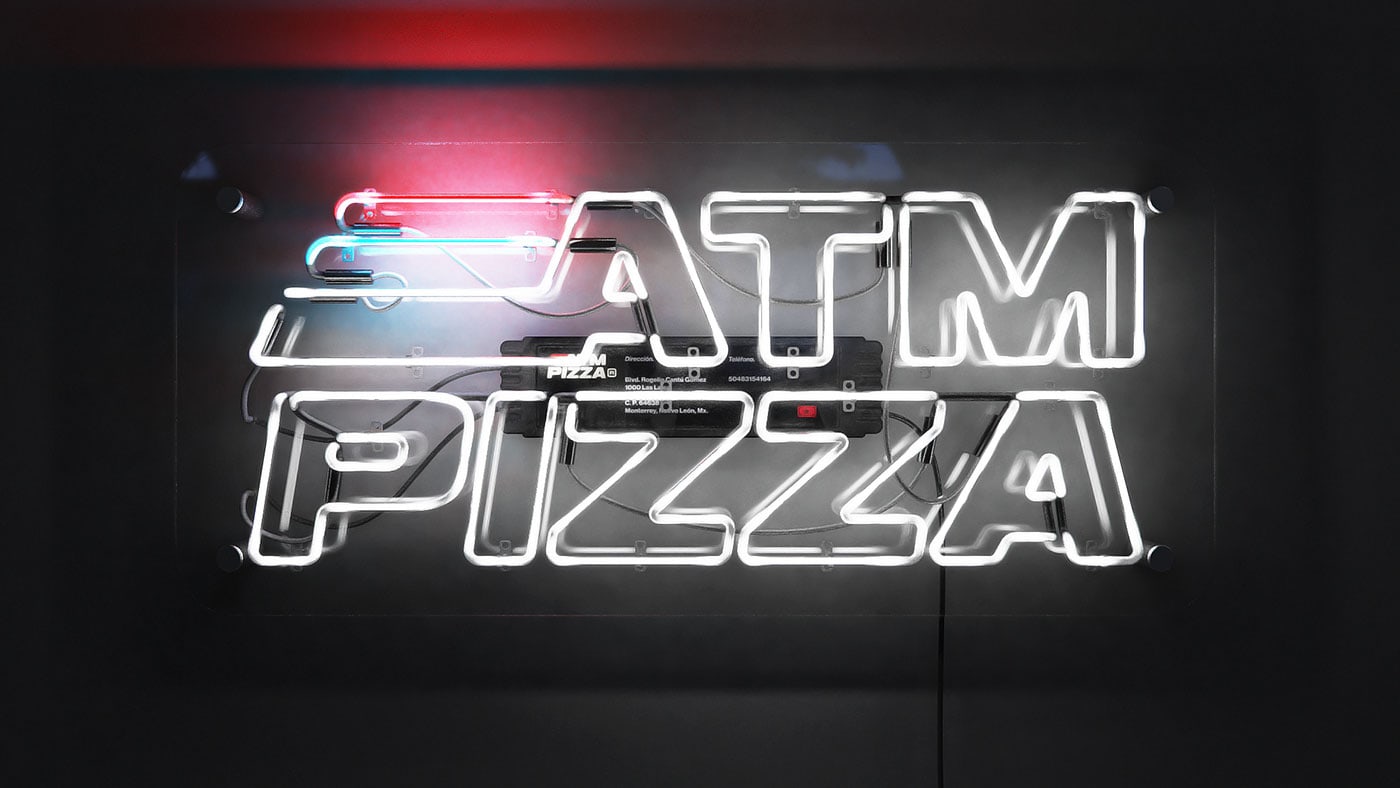 复古风格的ATM Pizza比萨品牌识别设计
