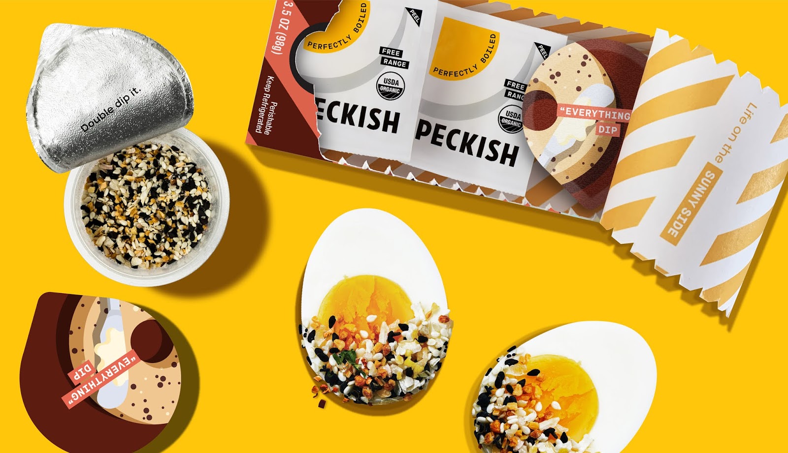 熟鸡蛋+蘸酱！即食便携式鸡蛋品牌Peckish包装设计