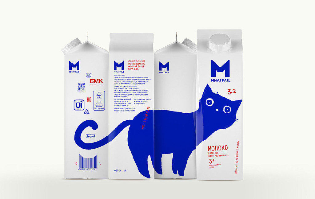 可爱的萌猫！Milgrad牛奶包装设计