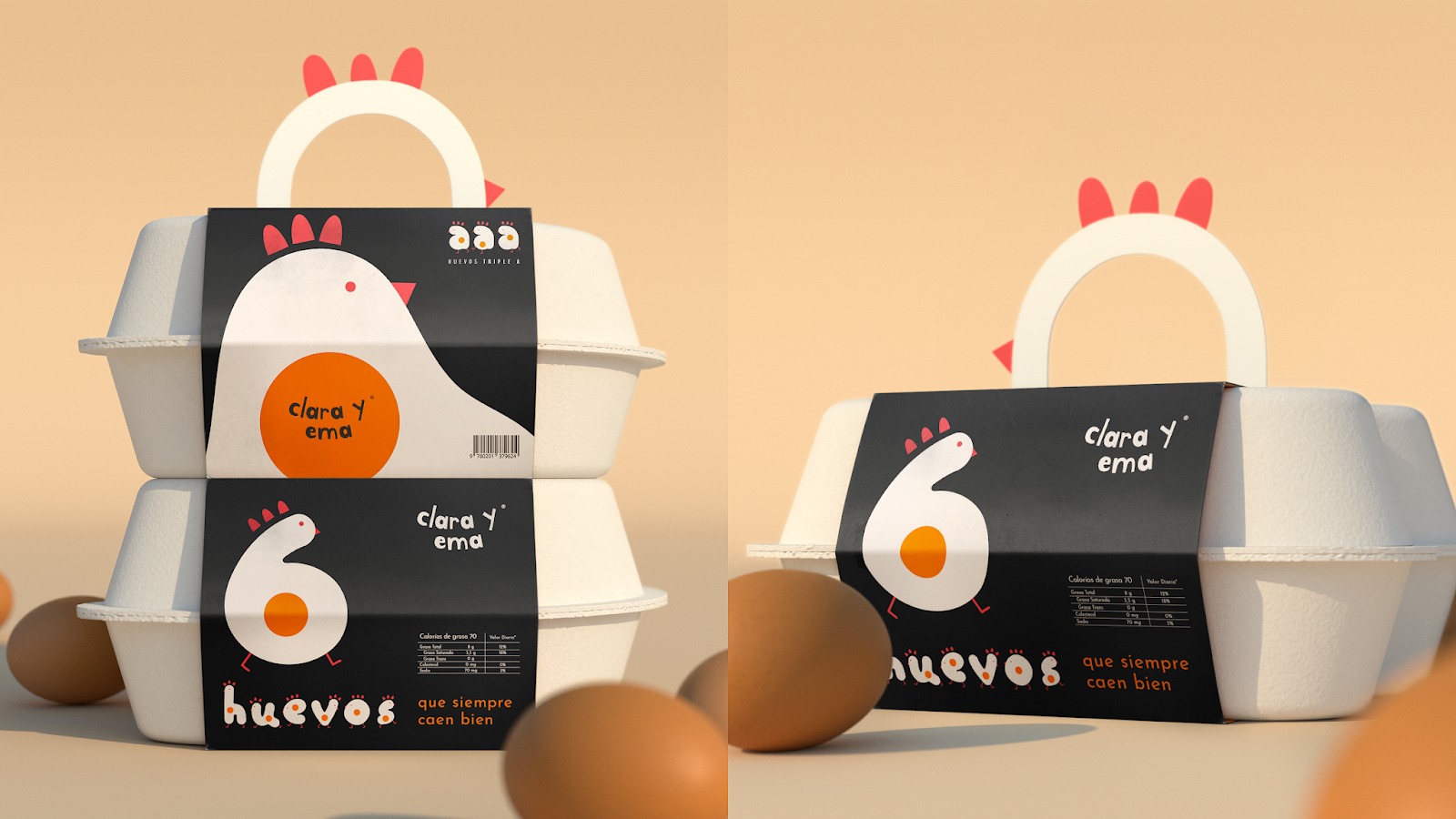 可爱小鸡造型！Clara y Ema鸡蛋包装设计