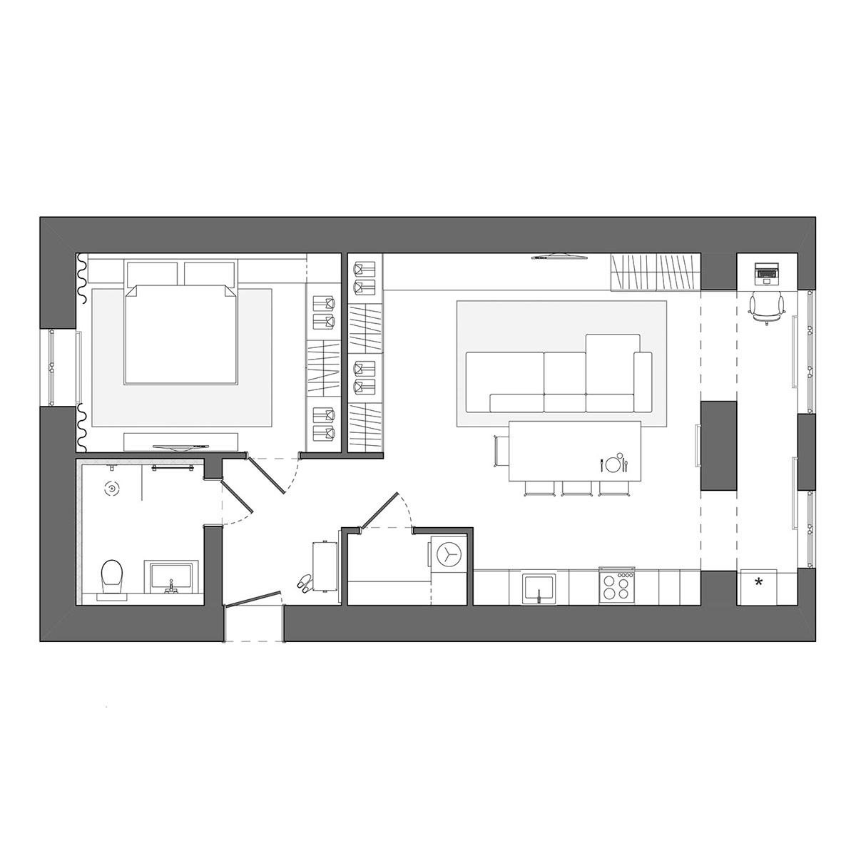 有设计的紧凑空间！3间45平米小公寓