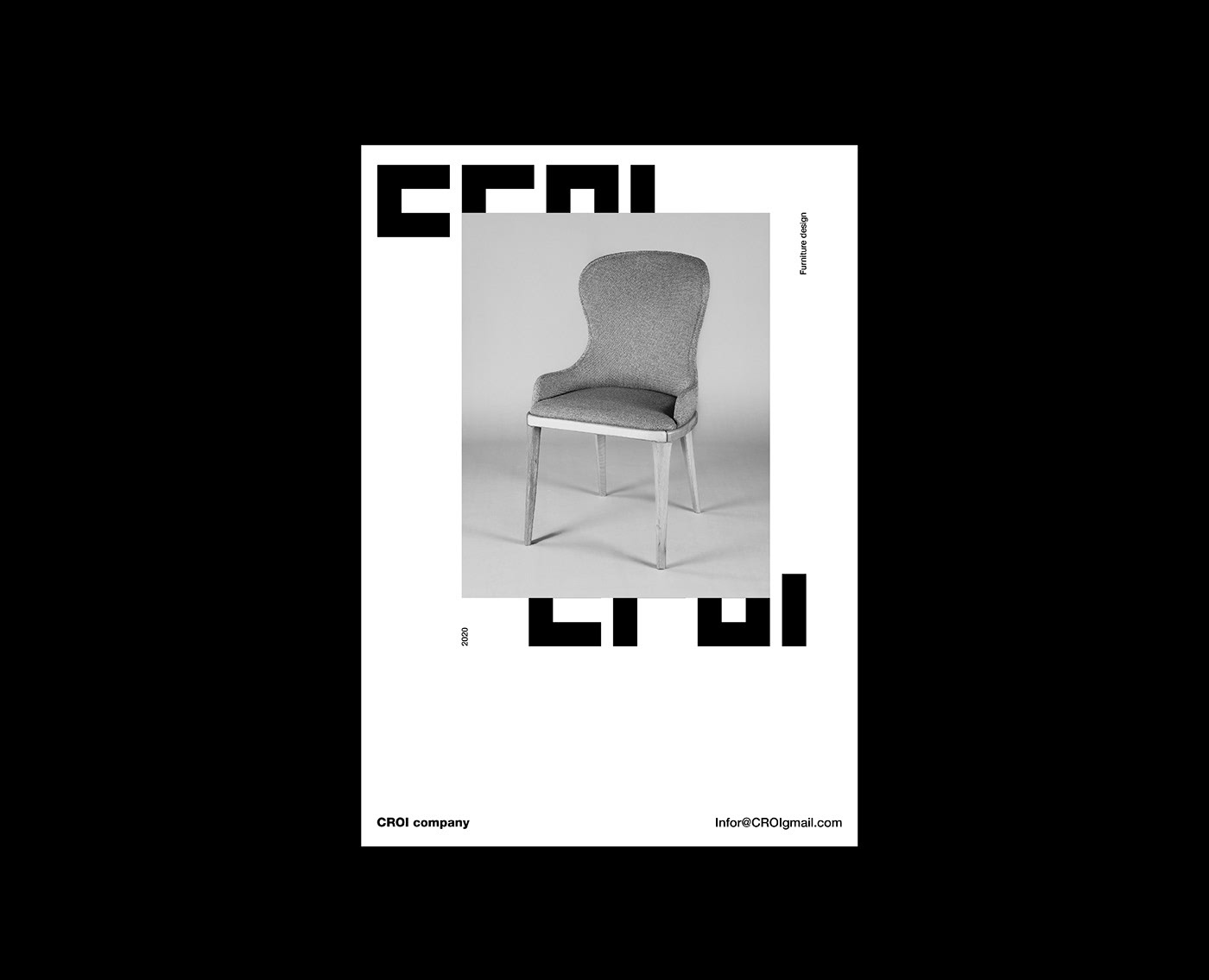 极简黑白色，CROI现代家具品牌和视觉识别设计