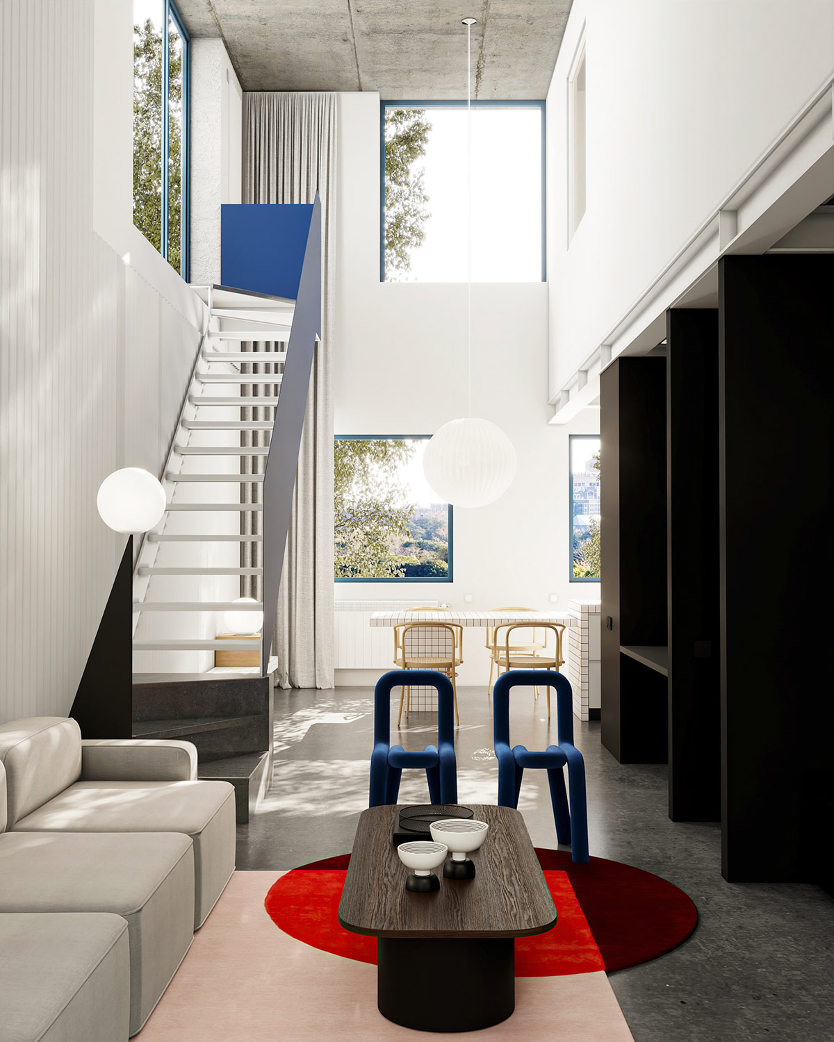 红+蓝！3间精致优雅的现代住宅设计