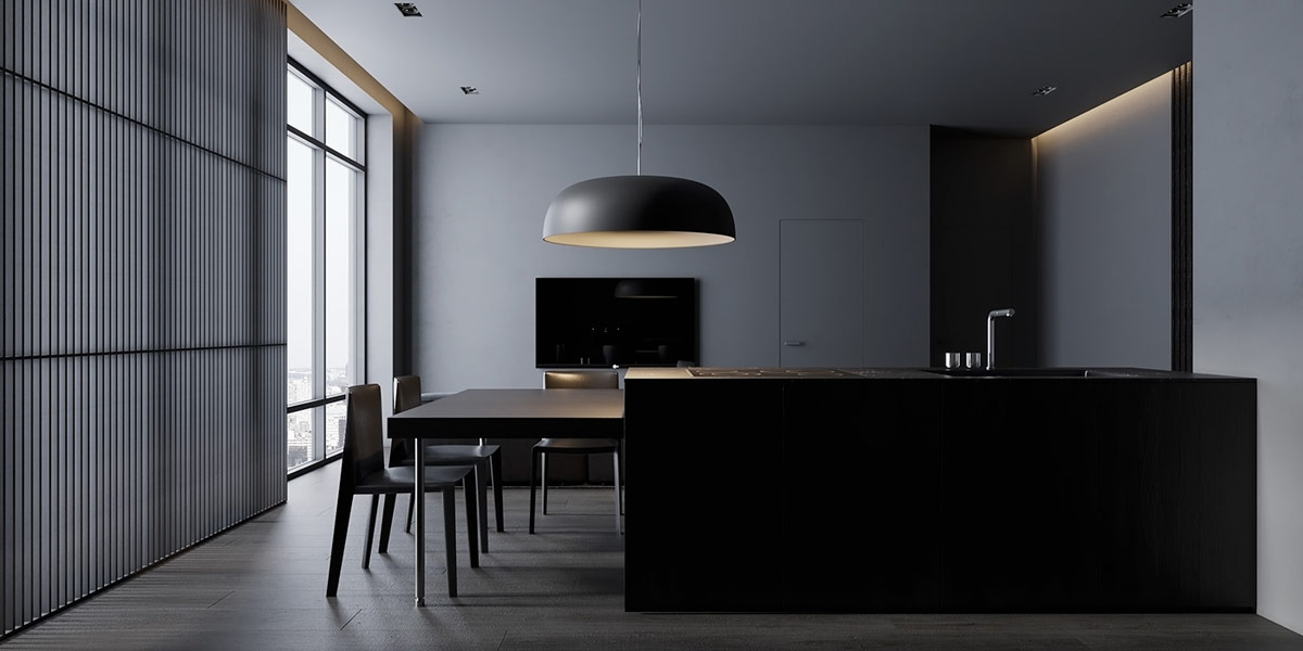 深灰+黑，3间高端轻奢住宅空间设计