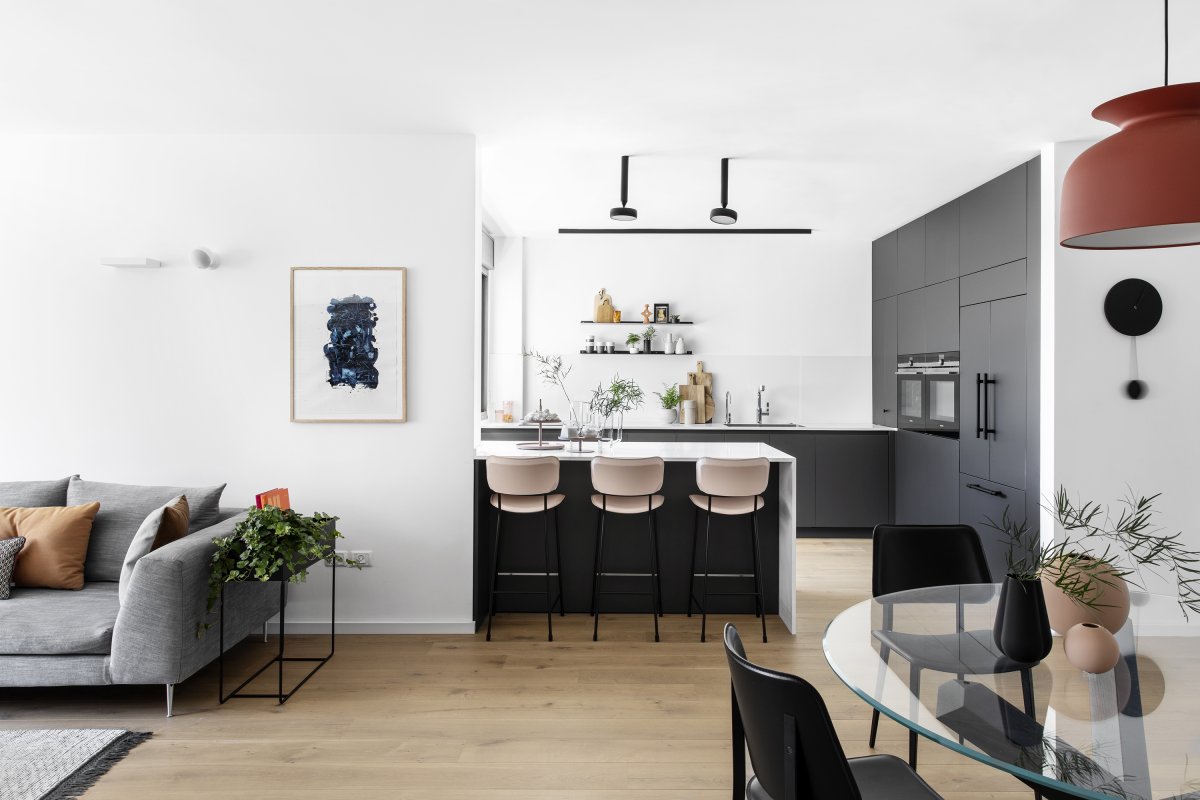 黑，白，灰！以色列现代极简风格公寓设计