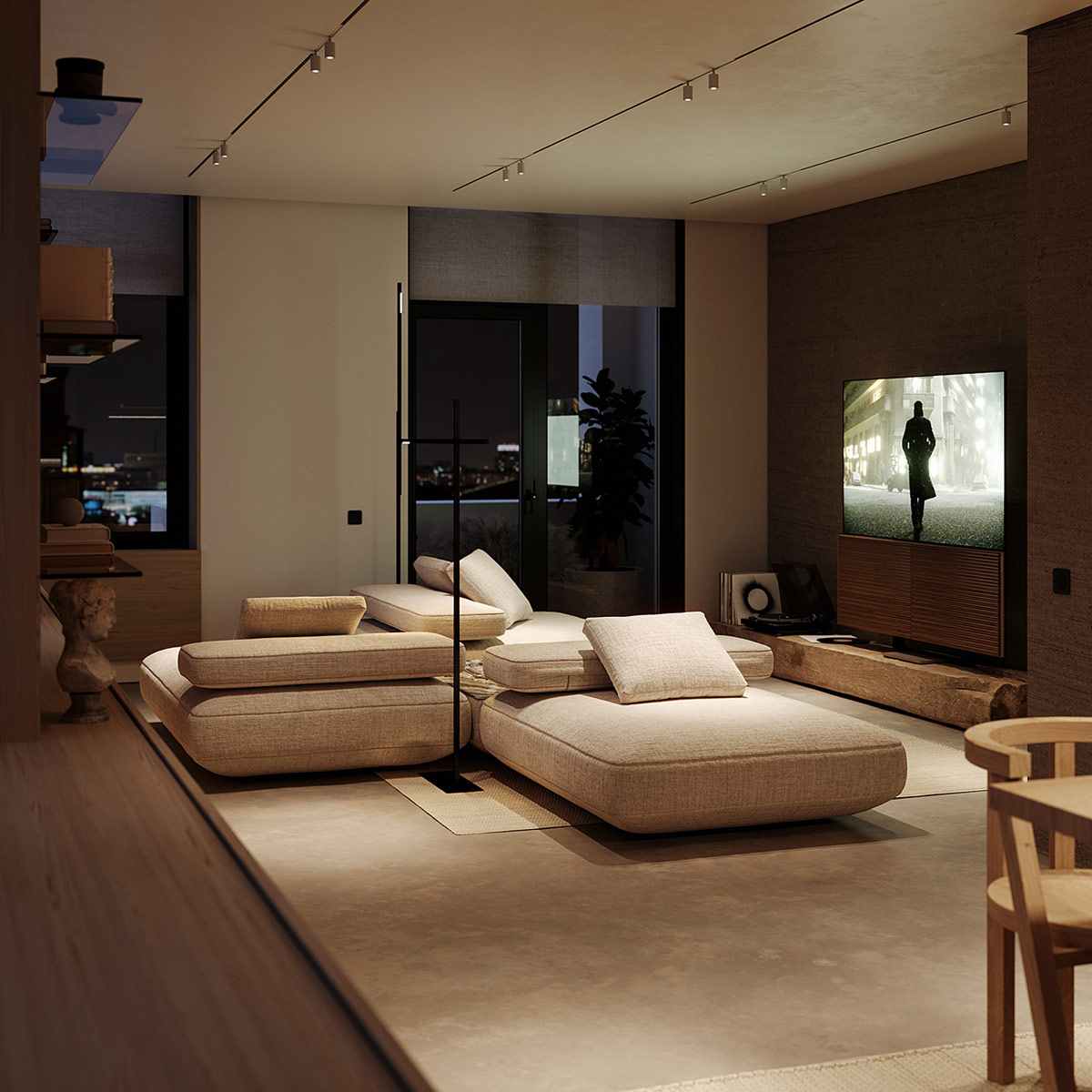 宁静温馨的105平现代公寓空间设计